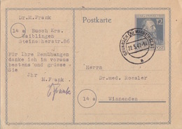 Entier 12pf Gris-bleu Heinrich V Stephan (carton Crème), Obl. Grunbach  Le 22/5/47 Pour Winnenden - Postal  Stationery