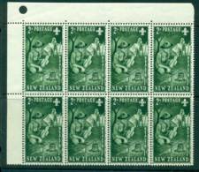 New Zealand 1953 Health 2d Scouts Corner Punch Hole Block 8  MH/MUH Lot25892 - Neufs