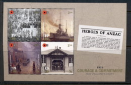 New Zealand 2016 Anzacs, Courage & Commitment MS MUH - Unused Stamps