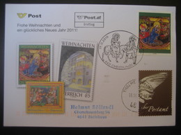 Österreich Christkindl 19.11.2010 Ersttag ÖPT Karte Mit Leitzettel Thalheim - Storia Postale