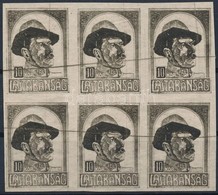 (*) Nyugat-Magyarország (VII.) 1921 Fogazatlan Próbanyomat 10K Hatostömb / 10K Imperforate Proof Block Of 6 - Sonstige & Ohne Zuordnung