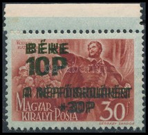 * 1945 Béke 10P ívszéli Bélyeg Kettős Felülnyomással (betapadás) - Otros & Sin Clasificación