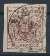 O 1850 6kr HP III. Sötétvörösesbarna Lemezhibás Bélyeg 'WARASD(IN)'. Certificate: Steiner - Autres & Non Classés