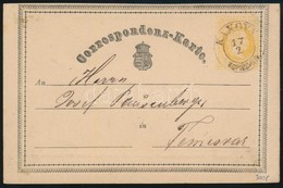 1871 2kr Díjjegyes Levelezőlap 'KAKOVA' - Andere & Zonder Classificatie