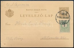 1899 Millenniumi Díjjegyes (Fiume Kikötő) 3kr Kiegészítéssel Az Egyesült Államokba - Other & Unclassified