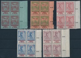 ** 1914 Hadisegély Próbanyomat Sor ívszéli Négyes Tömbök (400.000) / Mi 145-161 Proof Set, Margin Blocks Of 4 - Other & Unclassified