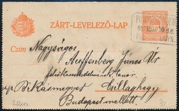 1913 10f Zárt Levelezőlap 'PILISBOROSJENŐ' Postaügynökségi Bélyegzéssel - Andere & Zonder Classificatie