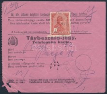 1915 Magyar-horvát Két Nyelvű Távbeszélő-jegy Turul 1K Bérmentesítéssel - Other & Unclassified