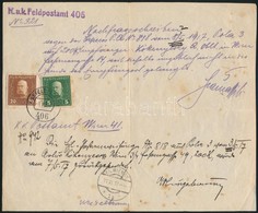 1917 Tudakozvány Bécsbe 5h + 20h Bélyeggel / Reclamation 'K.u.k. Feldpostamt 406' - Altri & Non Classificati