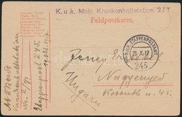 1917 Tábori Posta Levelezőlap / Field Postcard 'K.u.k. Mob. Krankenhaltstation 2/T' + 'EP 245 A' - Sonstige & Ohne Zuordnung