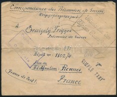 1916 Levél Franciaországba Magyar Hadifogolynak / Cover To France To Hungarian P.O.W. - Other & Unclassified