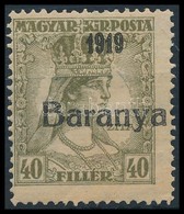 (*) Baranya I. 1919 Zita 40f Gumi Nélkül, Antikva Felülnyomással és Bodor Vizsgálójellel (*48.000) - Other & Unclassified