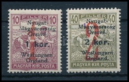 * Nyugat-Magyarország VI. 1921 1K/10f és 2K/40f Törött Számjegyekkel / Mi 64-65 Plate Variety. Signed: Bodor - Other & Unclassified