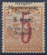 ** Nyugat-Magyarország VI. 1921 5K/5f Látványosan Elcsúszott Felülnyomással / Mi 67 With Shifted Overprint. Signed: Bodo - Otros & Sin Clasificación