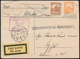 1927 Filatelista Nap Légi útja Levelezőlap Alkalmi Bélyegzésekkel 'BUDAPEST' - 'GYŐR' - Andere & Zonder Classificatie