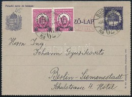 1931 Díjjegyes Zárt Levelezőlap Díjkiegészítéssel Berlinbe / PS-cover Card With Additional Franking To Berlin - Autres & Non Classés