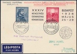 1938 Légiposta Levél A Blokk Kitépett Eucharisztikus 2 Db Bélyeggel - Andere & Zonder Classificatie