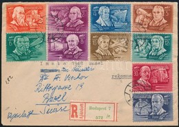 1948 Ajánlott Levél Svájcba Feltalálók-felfedezők Sorral Bérmentesítve Hátoldali Díjkiegészítéssel, Látványos és Ritka K - Other & Unclassified