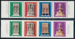 ** 1975 Bélyegnap Fogazott és Vágott 4-es Csík (22.500) / Mi 3060-3063 Perforate And Imperforate Stripe Of 4 - Otros & Sin Clasificación