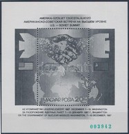 ** 1987 Amerikai-Szovjet Csúcstalálkozó Blokk Feketenyomat Zöld Sorszámmal (6.000) - Sonstige & Ohne Zuordnung