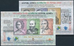 ** 2010 HUNFILA - Alpok Adria Sopron Emlékív Pár, Azonos Piros Sorszámmal, Hátoldalán 'MEGJELENT A 83. BÉLYEGNAPRA' Feli - Autres & Non Classés