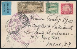 1929 Zeppelin Világ Körüli útja Levél / Round The World Flight Cover, Los Angeles - Lakehurst - Autres & Non Classés