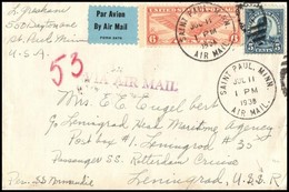 1938 Légi Levél A Szovjetunióba, Egy A Leningrádi Kikötőben álló Holland Utasszállító Hajóra / Airmail Cover To The USSR - Andere & Zonder Classificatie