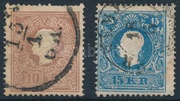 O 1858 10kr + 15kr Mi 14-15 I. (Mi EUR 45,-) (10kr Foghiba / Missing Perf) - Altri & Non Classificati