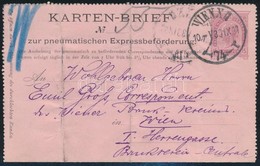 1897 15kr Díjjegyes Csőposta Zárt Levelezőlap / 15kr PS Cover Card For Pneumatic Mail 'WIEN' - Sonstige & Ohne Zuordnung