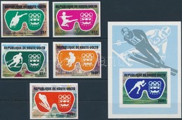 ** 1975 Téli Olimpia, Innsbruck Vágott Sor + Blokk,
Winter Olympics, Innsbruck Imperforated Set + Block
Mi 603-607 + 39 - Autres & Non Classés