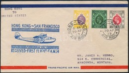1937 Első Repülés Levél / First Flight Cover 'HONG KONG' - 'SAN FRANCISCO' - Other & Unclassified