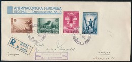 Szerbia 1941 Szabadkőműves Ellenes Kiállítás Cenzúrás Ajánlott Helyi FDC / Serbia Mi 58-61 Censored Local FDC - Altri & Non Classificati