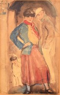Bertalan Albert (1899-1957):  Divatos Hölgy. Vegyes Technika, Papír (kopásokkal), Jelzett, üvegezett Keretben, 43×25 Cm - Autres & Non Classés
