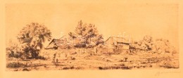 Boldizsár István (1897-1984): Faluhatár. Rézkarc, Papír, Jelzett, üvegezett Keretben, 12×31 Cm - Otros & Sin Clasificación