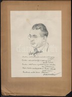 Géhl Zoltán (1888 - 1954) : Vas Zoltán 1956-os állammminiszter, író Portréja. Verssel. Ceruza, Papír, Jelzett. 21x28 Cm - Other & Unclassified