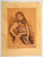 Glatz Oszkár(1872-1958)-Prihoda István (1891-1956): Lány Kendőben, Rézkarc, Papír, Jelzett, 36×24 Cm - Andere & Zonder Classificatie