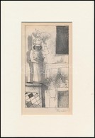 Kondor Béla (1931-1972): Illusztráció (Gyámoltalan Hősök.) Rézkarc, Papír, Paszpartuban, Utólagos Jelzéssel, 15×8 Cm - Andere & Zonder Classificatie