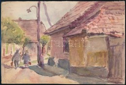 Sostarics Lajos (1896-1968): Szentendrei Utcarészlet. Akvarell, Papír, 15×22,5 Cm - Other & Unclassified