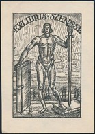 Kmetty János (1889-1975): Ex Libris Szenes L. Klisé, Papír, Jelzett A Klisén, 7,5×5,5 Cm - Autres & Non Classés