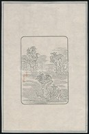 Cca 1920 Táj Sziklákkal és Házakkal, Kínai Fametszet, Rizspapír, Jelzett A Dúcon, 21×13,5 Cm - Prenten & Gravure