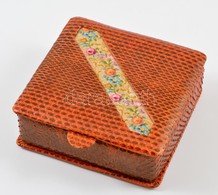 Kígyóbőrőből Készült Névjegytartó Doboz Több Rekesszel. Szép, újszerű állapotban. / Snake Leather Name Card Holder 12x12 - Autres & Non Classés