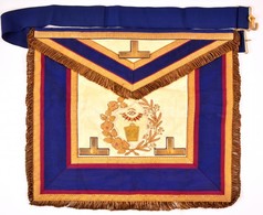 Angol Szabadkőműves Kötény. Toye & Co. Jelzéssel Selyem, Bőr, Réz Rátétekkel. Szép állapotban / Freemason Apron. England - Other & Unclassified