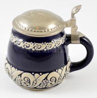 Monogramos ón Fedeles Söröskorsó, Mázas Kerámia, Jelzés Nélkül, Kopásnyomokkal, M:14 Cm - Otros & Sin Clasificación