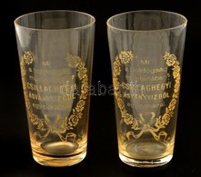 Csillaghegyi Ásványvíz, 2 Db Reklámos Kis Pohár, Matricásak, Apró Csorbákkal, D: 5,5 Cm - Verre & Cristal