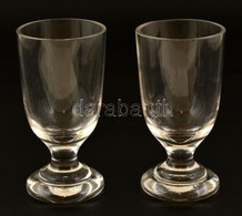 Régi Talpas Pohár ( 2db), Peremén Apró Csorbákkal, M: 13,5 Cm (2×) - Glass & Crystal
