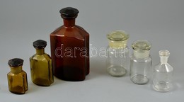 Gyógyszertári üvegek, 6 Db, Különböző Méretekben, Apró Csorbákkal - Glass & Crystal