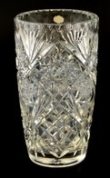 Lengyel ólomkristály Váza, Metszett, Jelzett, Apró Kopásnyomokkal, M: 18 Cm - Glas & Kristal