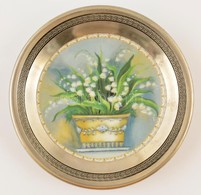 Jelzett ón Keretes Matricás Porcelán Tálka, Hibátlan, D: 13 Cm - Andere & Zonder Classificatie