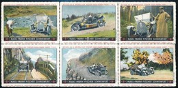 1913 Schweinfurt, Kugel-Fabrik. Automobil Levélzáró Hatostömb / Set Of 6 Automobile Poster Stamps - Zonder Classificatie