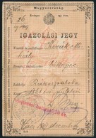 1861 Igazolási Jegy Rákospalotai Lókupec Részére. - Unclassified